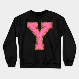 Y - Bubblegum Glitter Varsity Letter Patches Crewneck Sweatshirt